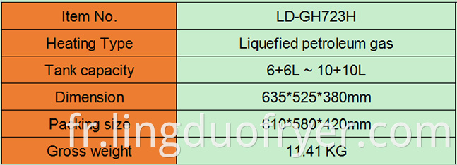 6l Double Baskets Gas Fryer Product Details